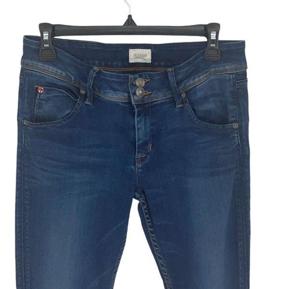 Hudson Womens Collin Mid Rise Faded‎ Skinny Ankle Jeans Dark Blue Size 28 - Picture 3 of 11